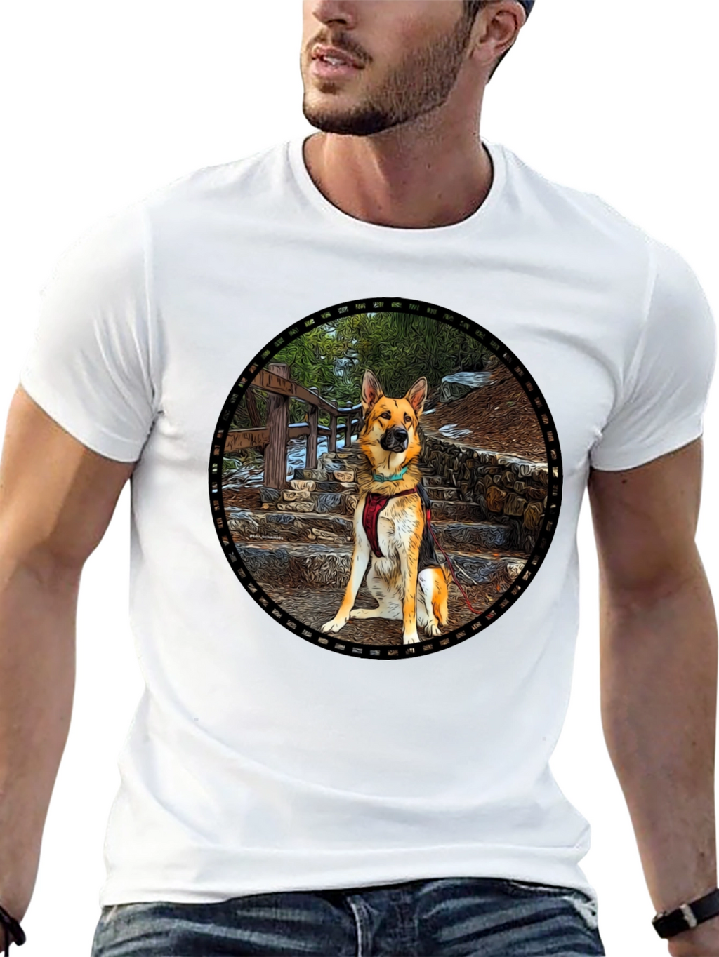 German Shepherd Dog Graphic Black T-Shirt