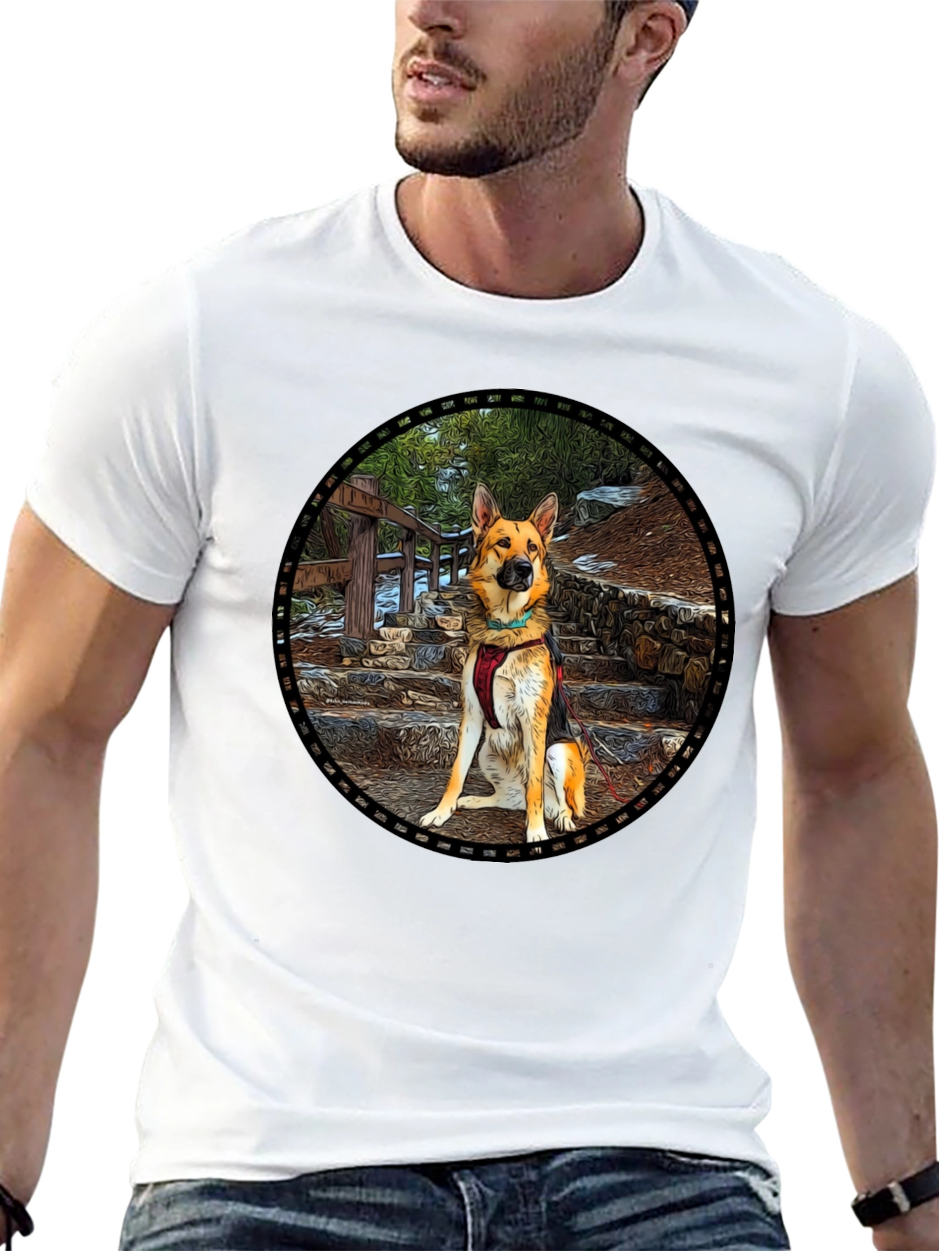 German Shepherd Dog Graphic Black T-Shirt