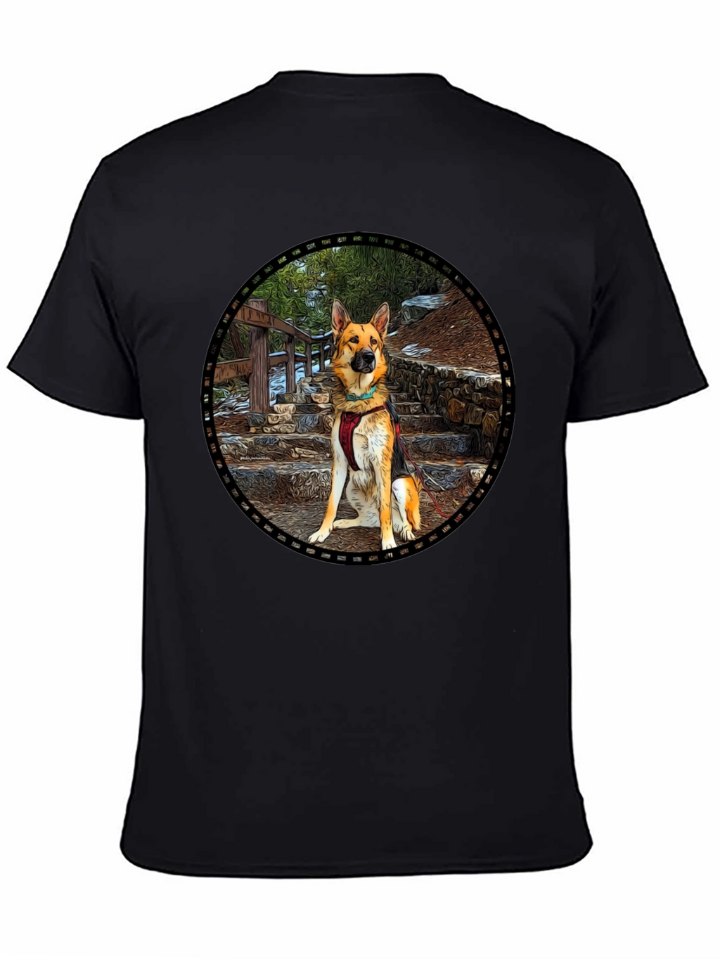 German Shepherd Dog Graphic Black T-Shirt