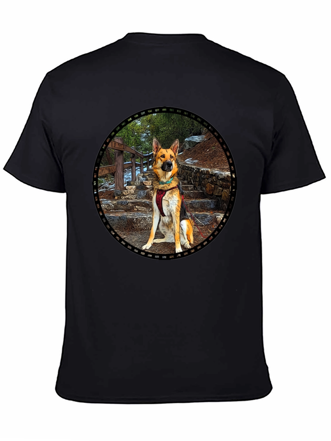 German Shepherd Dog Graphic Black T-Shirt