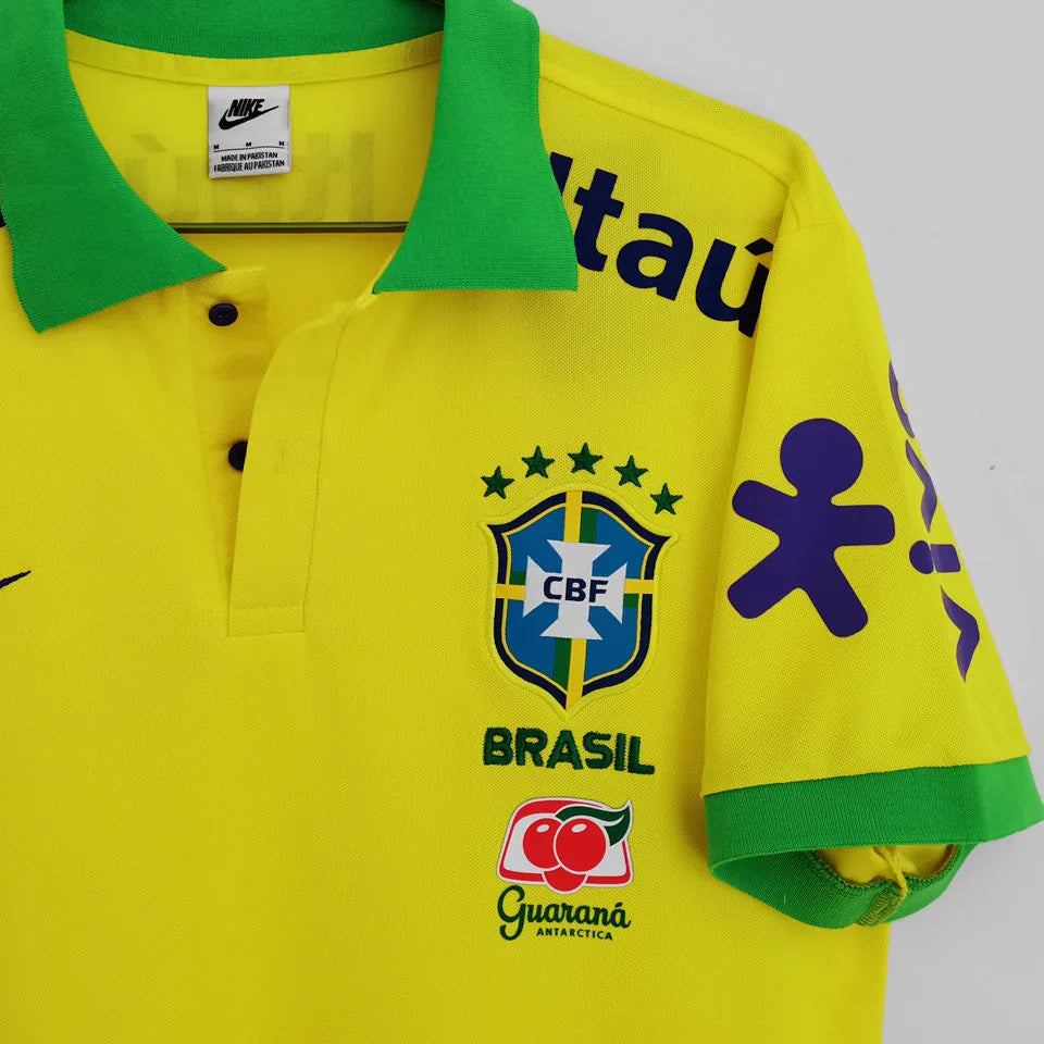2023 Brazil Yellow Polo Short Jersey Detail 2