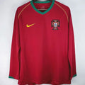 2006 Portugal Home Retro Long Sleeve Soccer Jersey Front