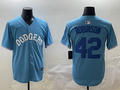 Men's Los Angeles Dodgers Jackie Robinson #42 Light Blue Replica Player Jerseys