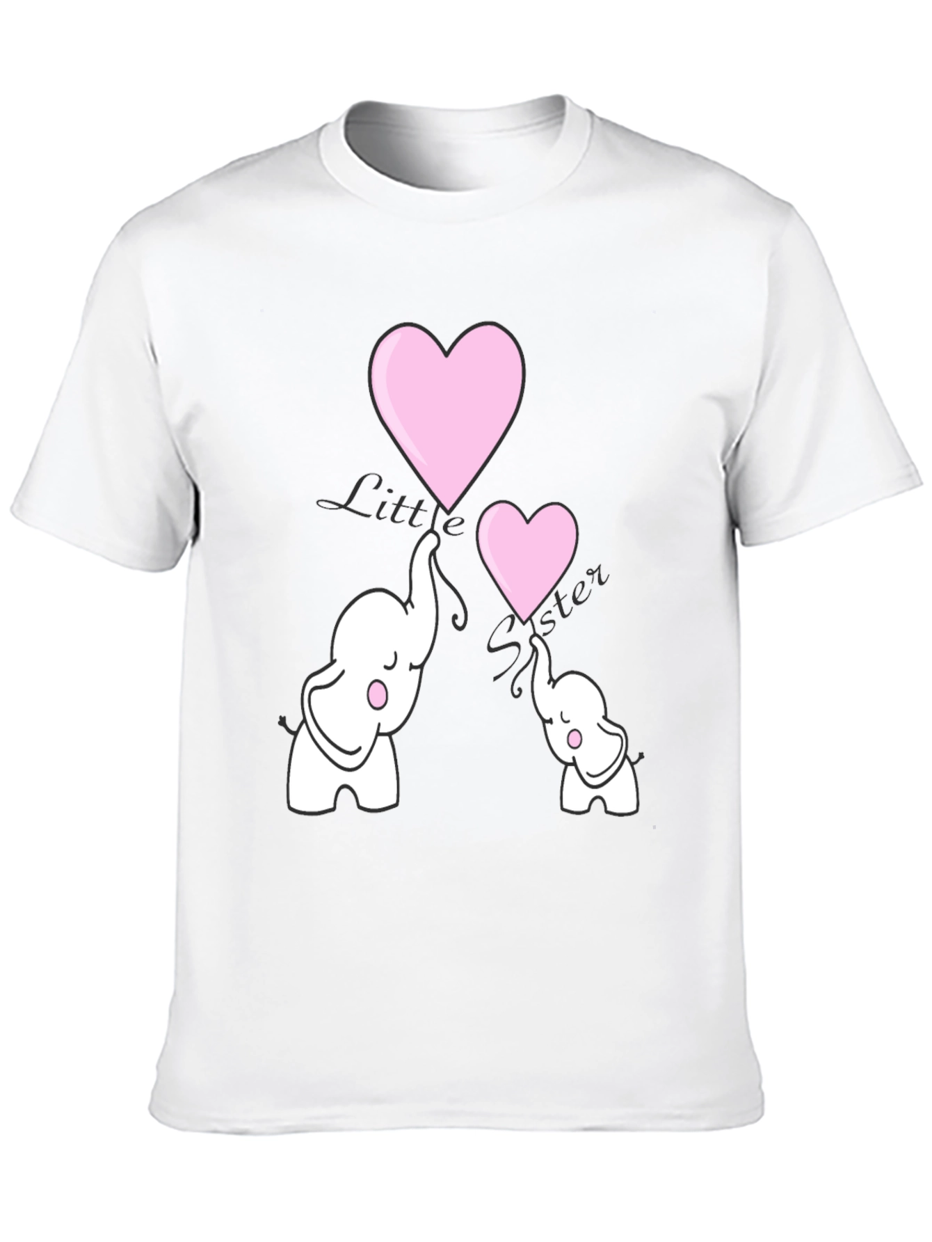 Cute Elephant Heart Graphic Tee - Black