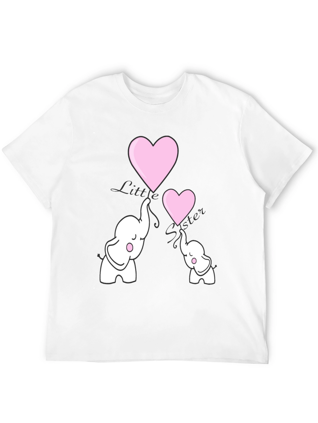 Cute Elephant Heart Graphic Tee - Black