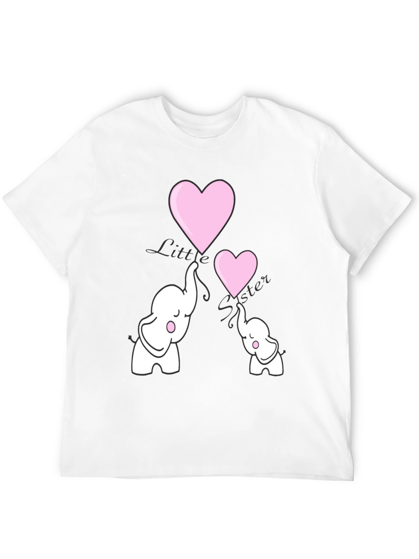 Cute Elephant Heart Graphic Tee - Black