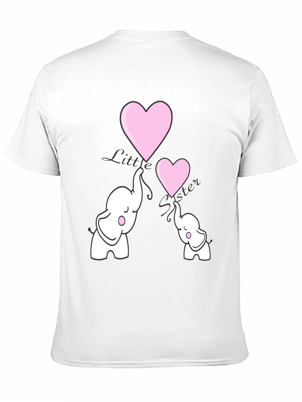 Cute Elephant Heart Graphic Tee - Black