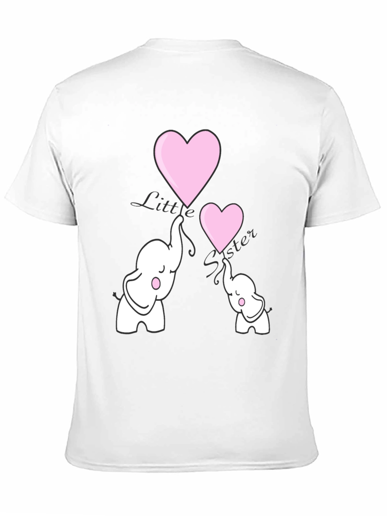 Cute Elephant Heart Graphic Tee - Black
