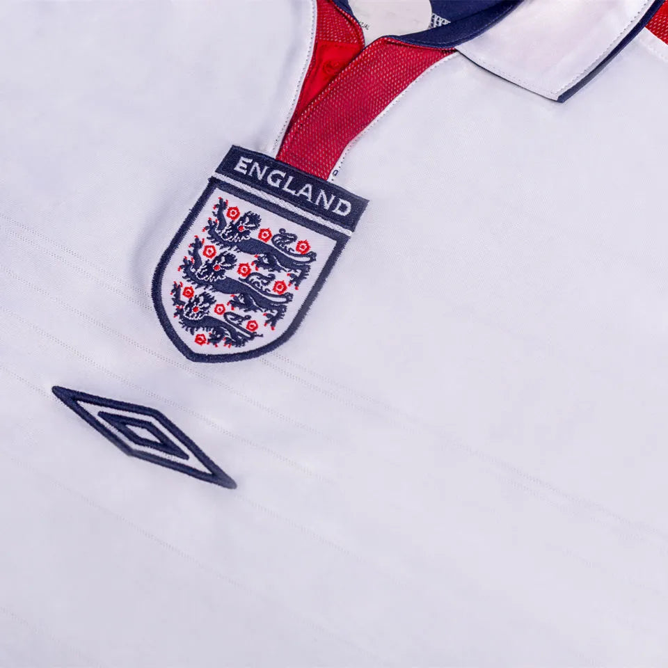 2004 England Home White Retro Soccer Jersey Detail 3