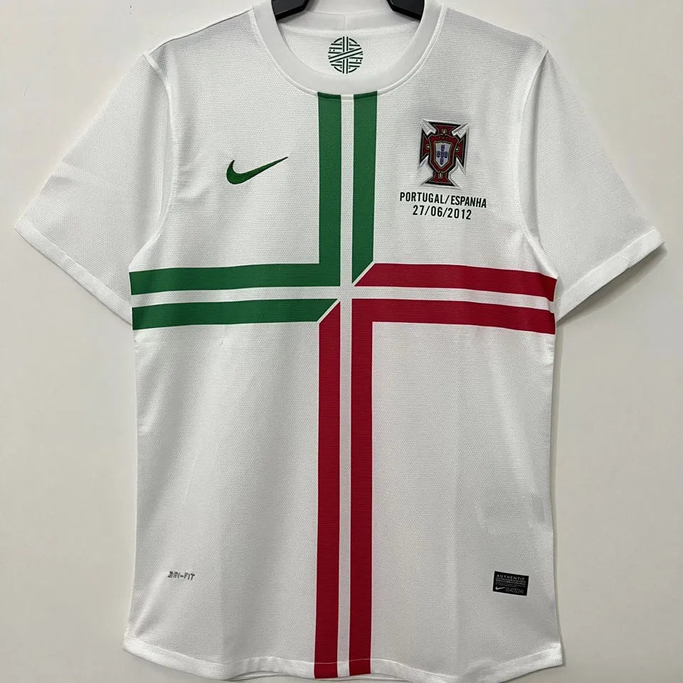 2012 Portugal Away White Retro Soccer Jersey Front