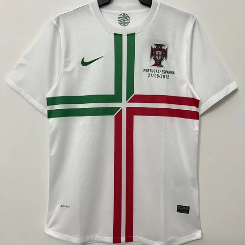 2012 Portugal Away White Retro Soccer Jersey Front