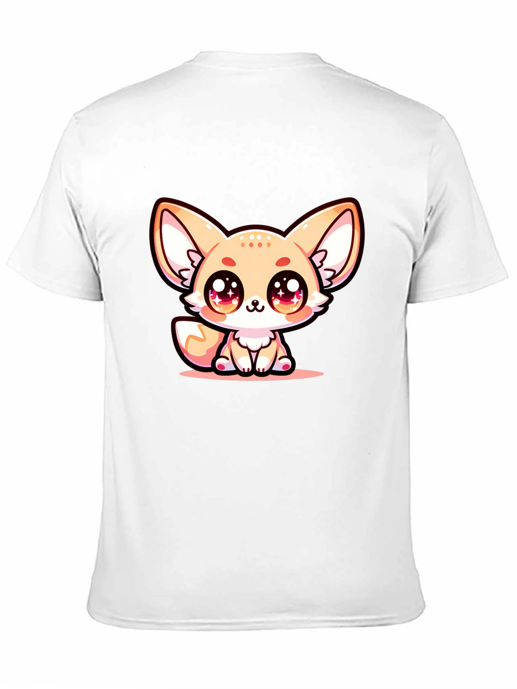 Cute Fennec Fox Graphic Tee - Black Cotton Blend