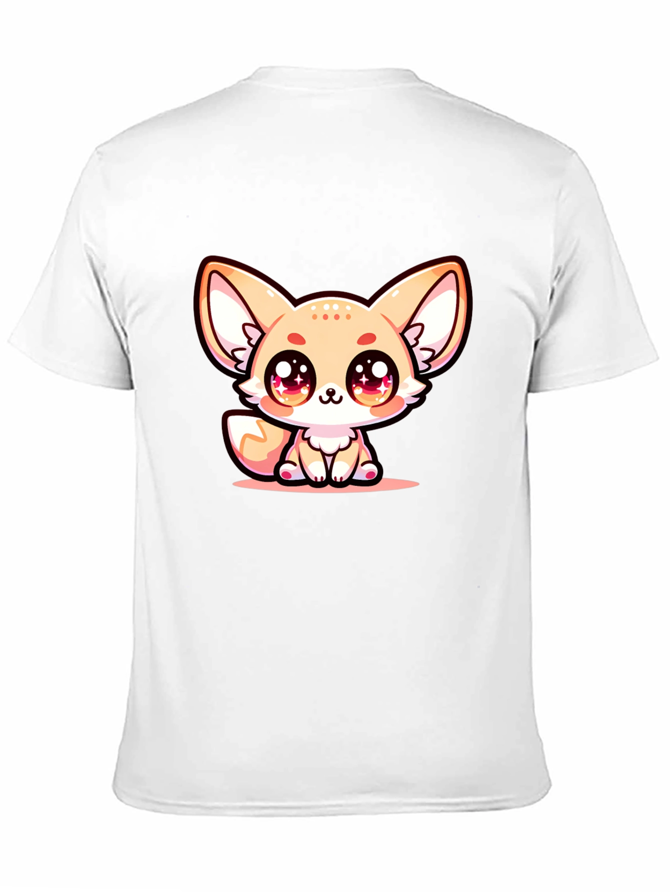 Cute Fennec Fox Graphic Tee - Black Cotton Blend