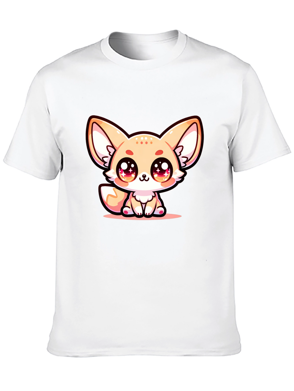Cute Fennec Fox Graphic Tee - Black Cotton Blend