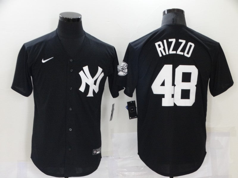 Men's New York Yankees Anthony Rizzo #48 Black Replica Baseball Jerseys