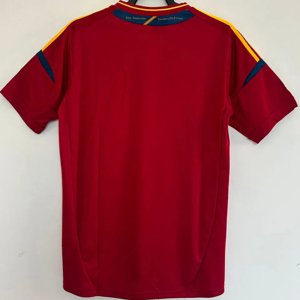 2012 Spain Home Red Retro Soccer Jersey Back