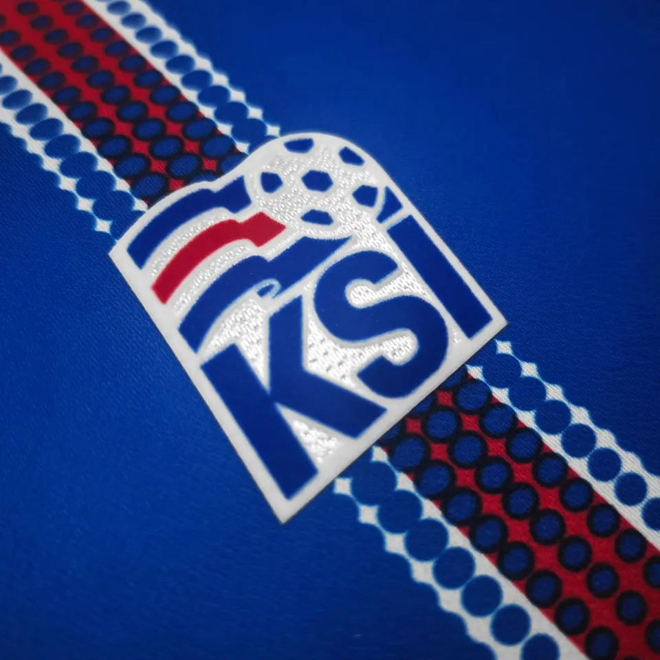 2016/17 Iceland Home Blue Retro Retro Jersey Detail 2