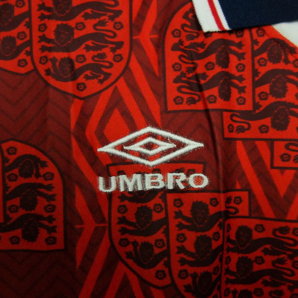 1994 England Away Red Retro Soccer Jersey Back