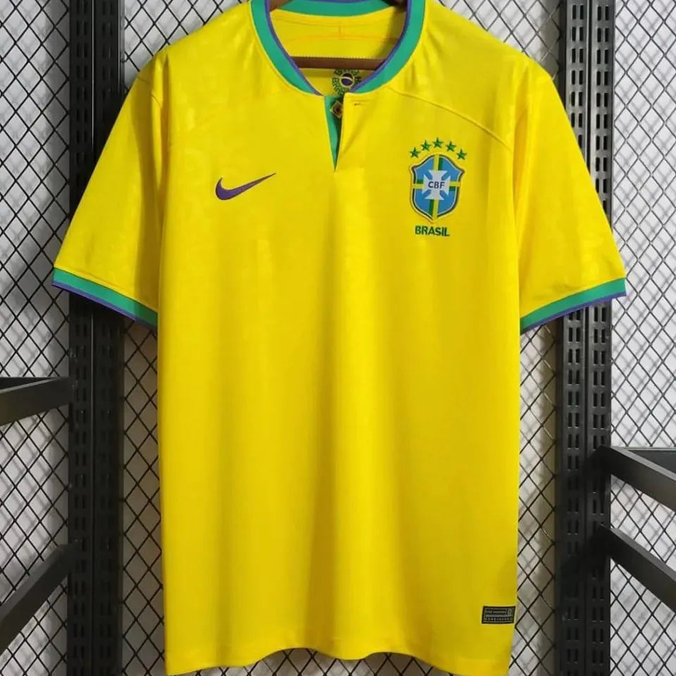 NEYMAR JR #10 Brazil Home 1:1 Yellow Fans Jersey 2022/23 ★★ Detail 4