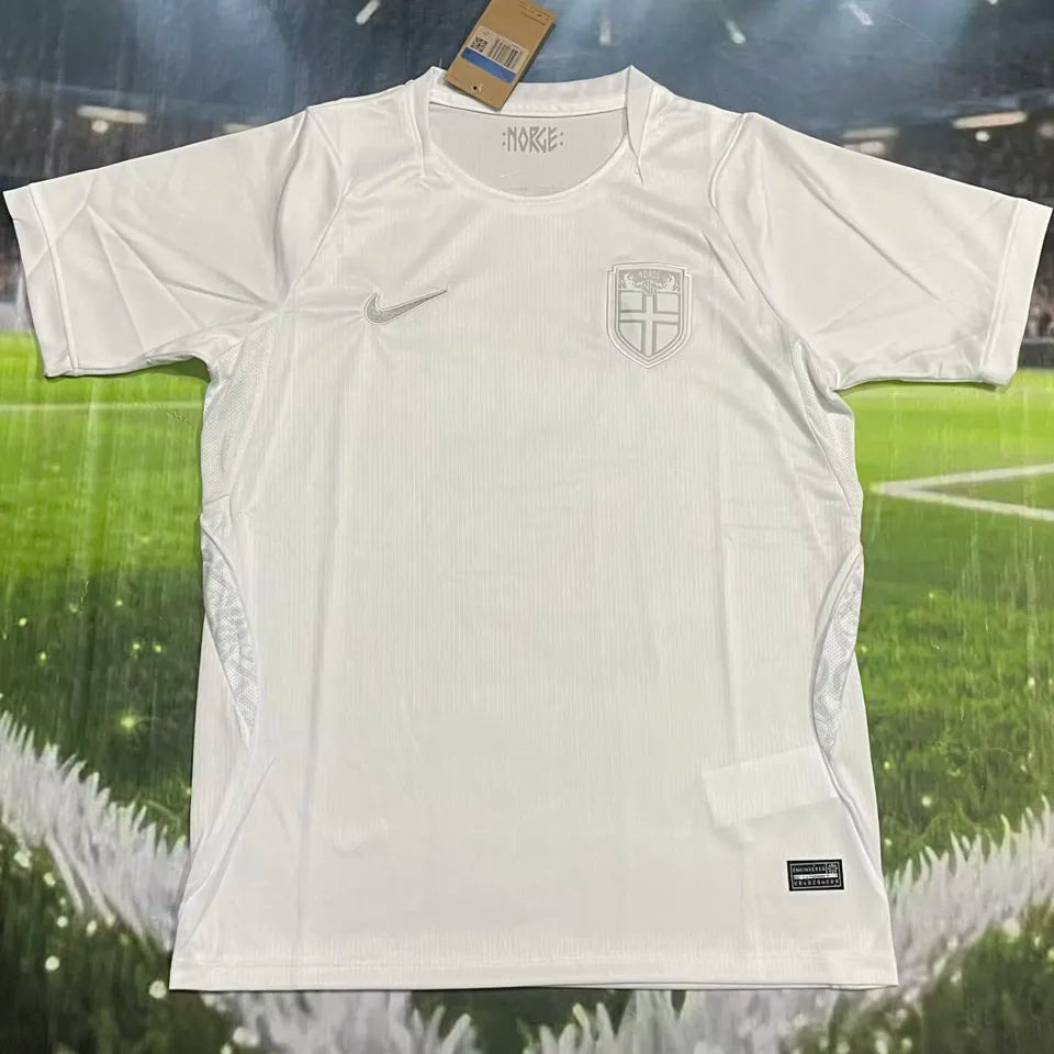 2026/27 Norway Third White Fans Soccer Jersey (Have Right Patch 有右臂章 黑底白字） Back