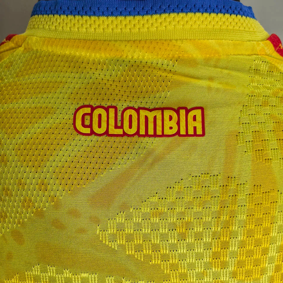 2026/27 Colombia Home Yellow Player Version Long Sleeve Soccer Jersey Detail 3