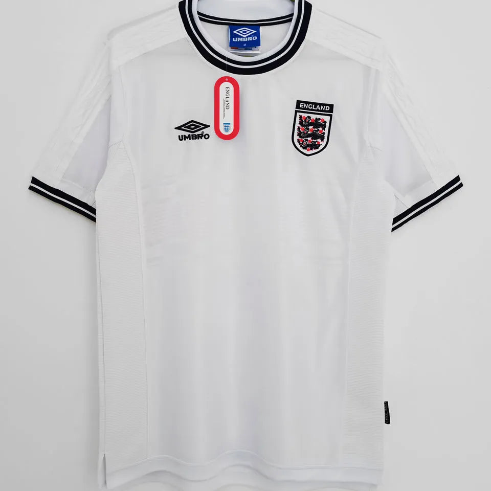 1999/2001 England Home White Retro Soccer Jersey Front
