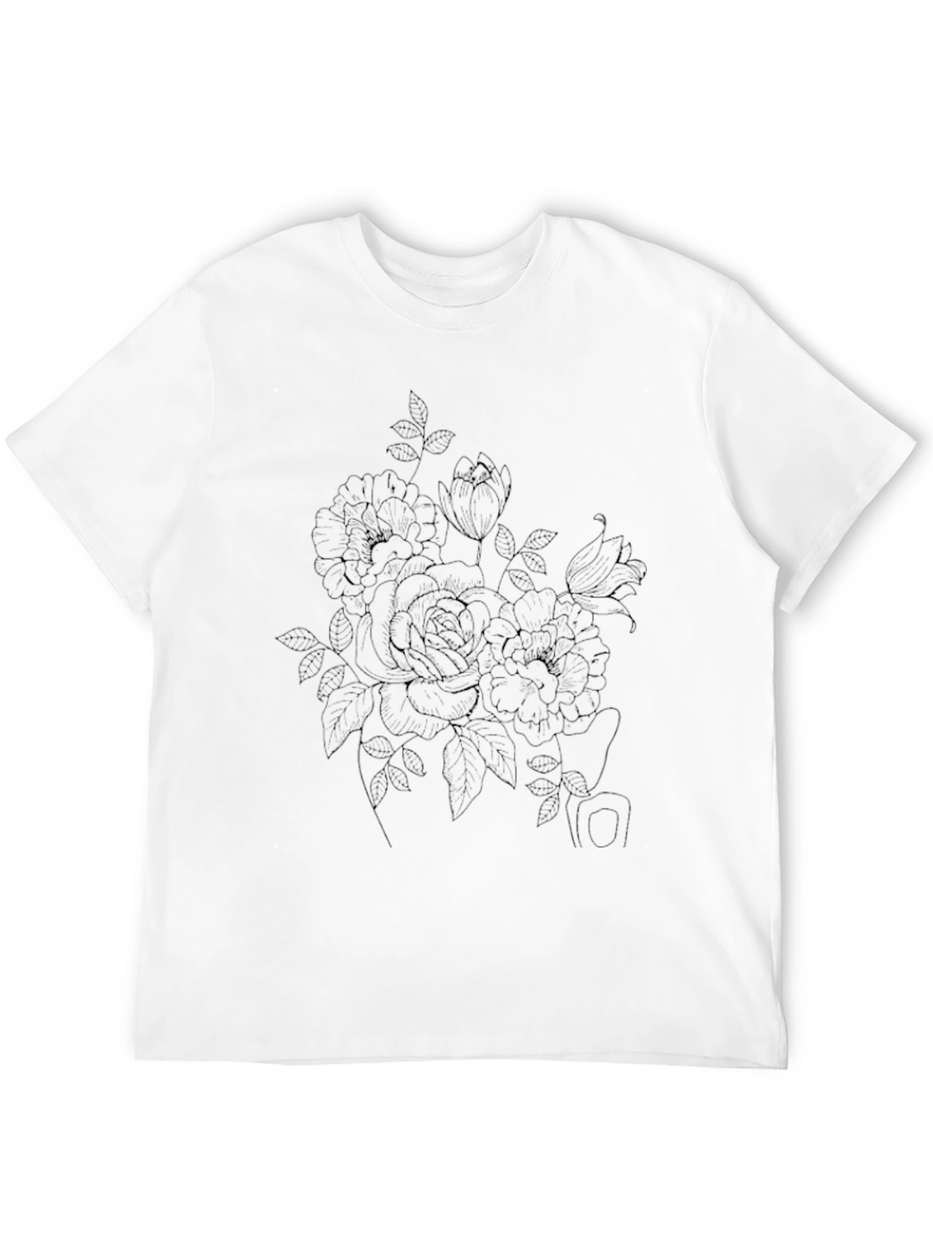 Elegant Floral Graphic Tee - Soft Black Cotton
