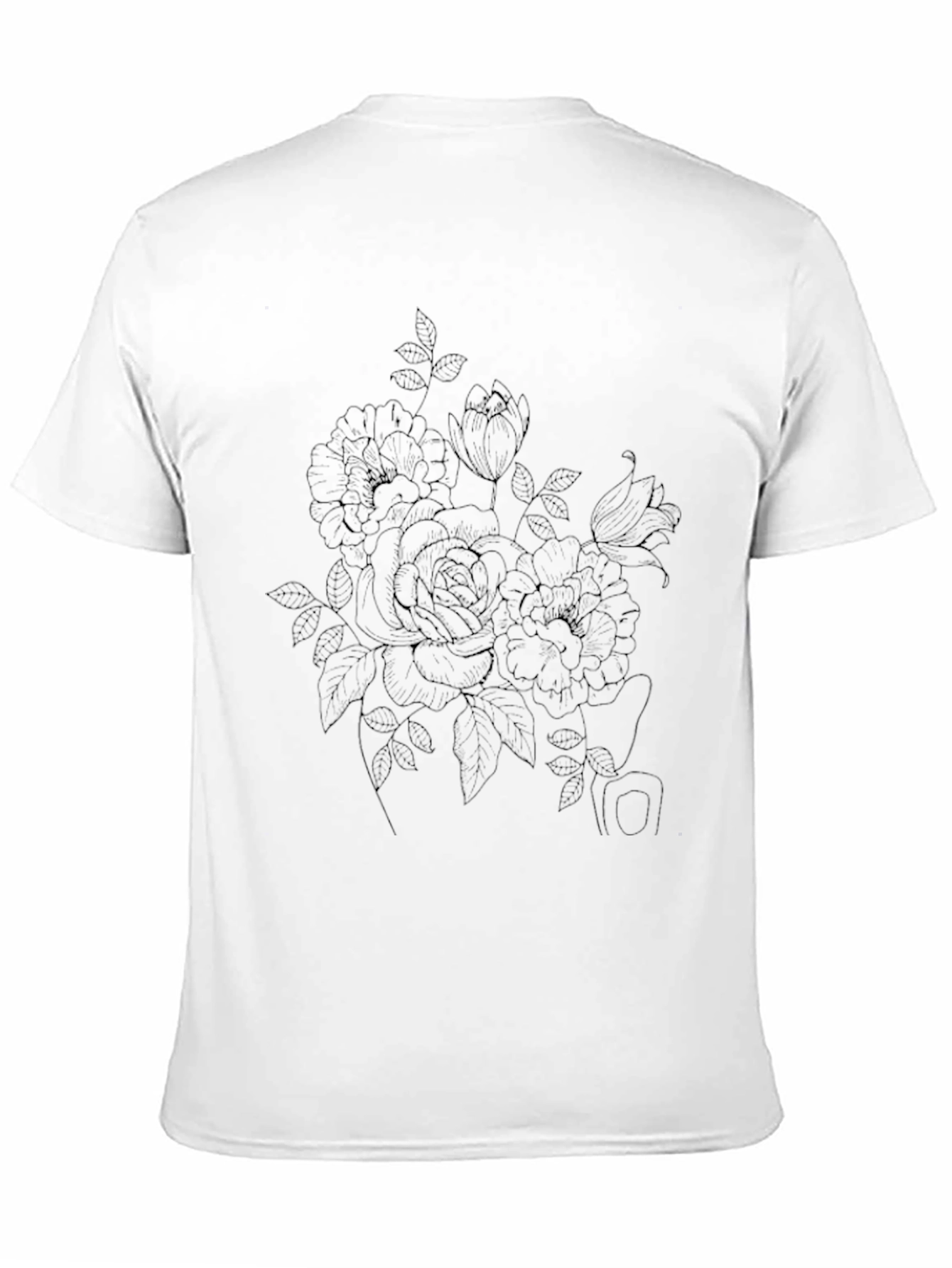 Elegant Floral Graphic Tee - Soft Black Cotton