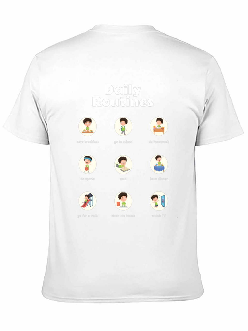 Daily Routines T-Shirt | Fun Cartoon Design
