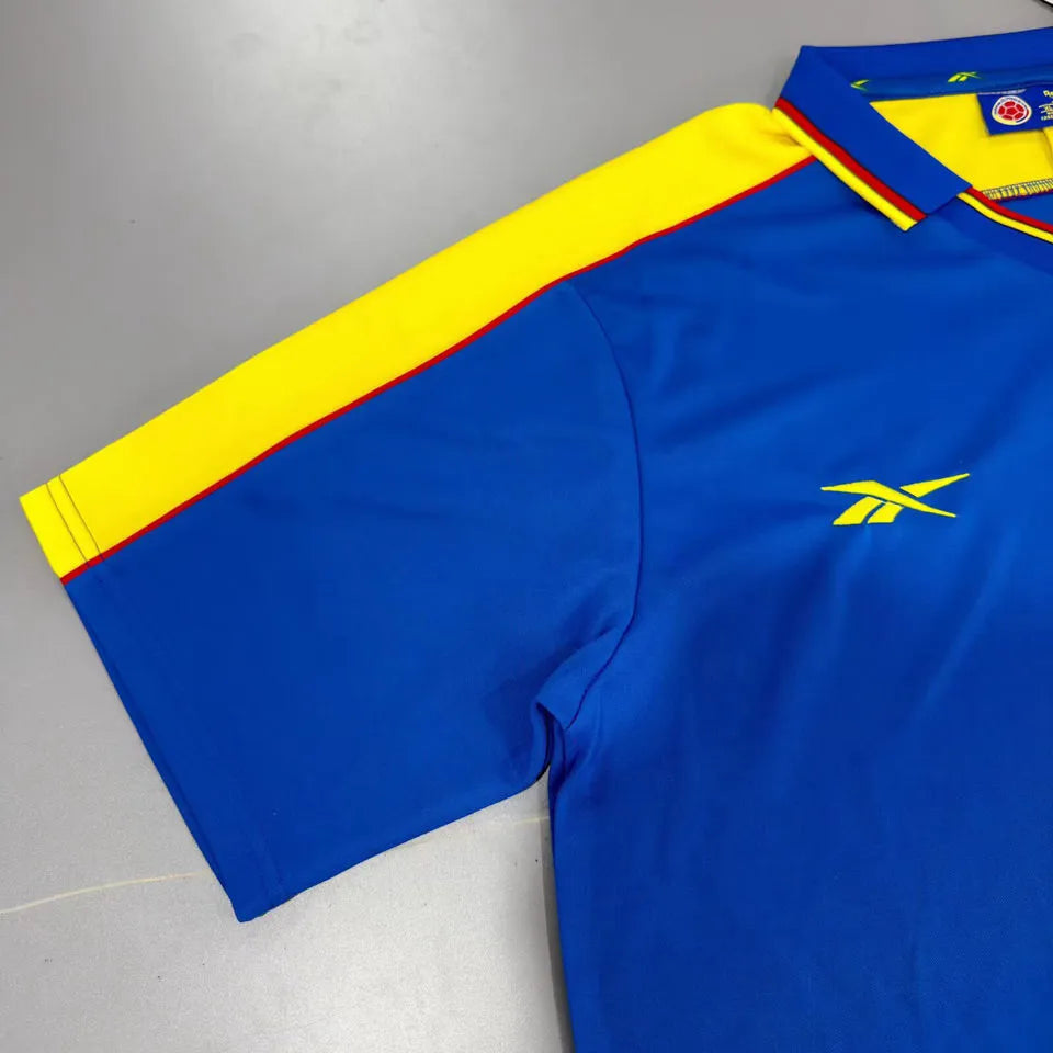 1998 Colombia Away Blue Retro Soccer Jersey Detail 3