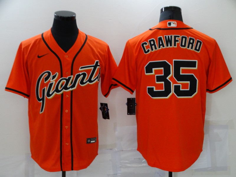 Men's San Francisco Giants Brandon Crawford #35 Orange Replica Baseball Jerseys