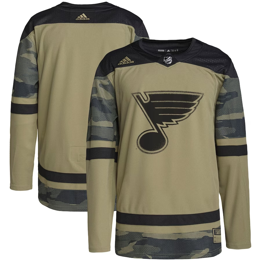 Men's St. Louis Blues Camo Military Appreciation Team Authentic Practice Blank Jerseys