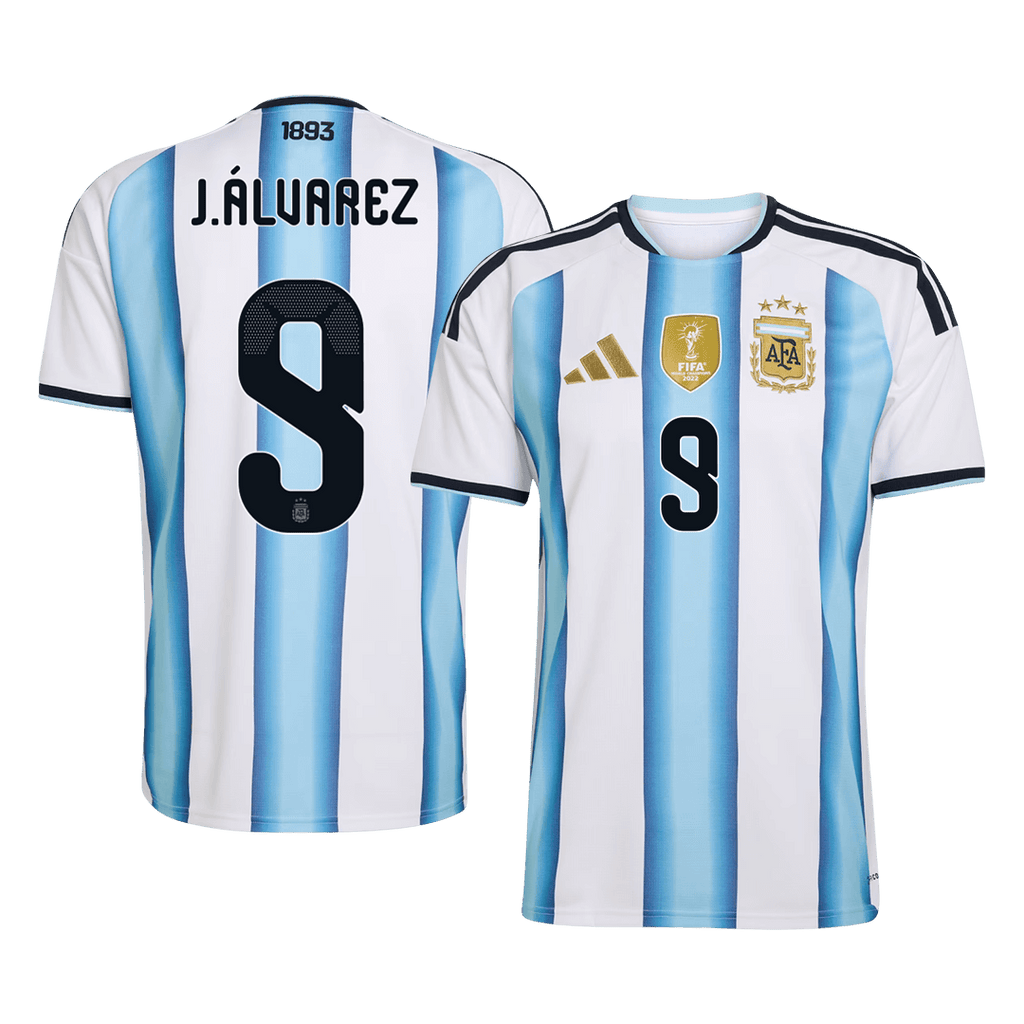 J.ÁLVAREZ #9 Argentina Home Soccer Jersey World Cup 2026 Blue&White Front