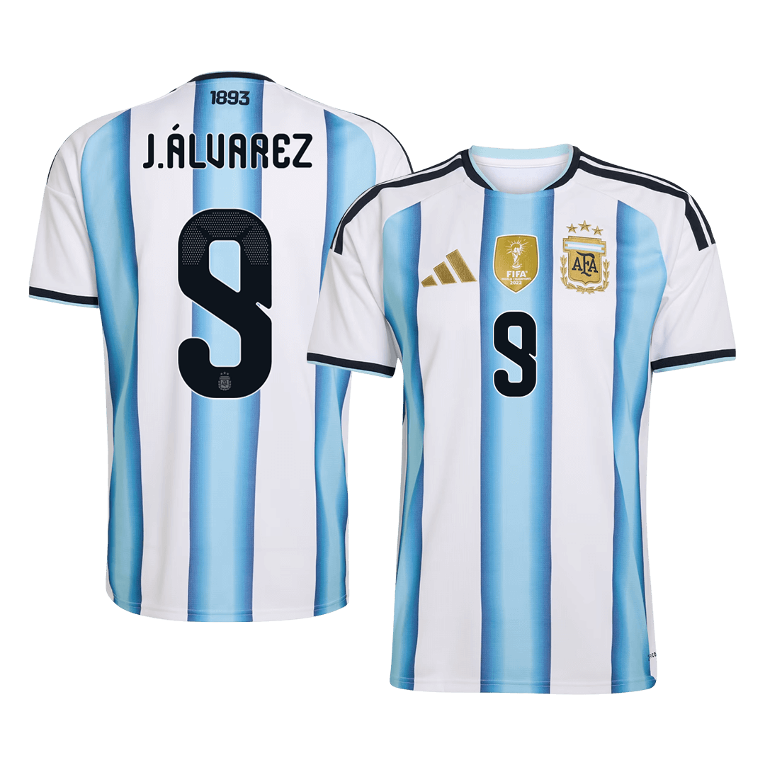 J.ÁLVAREZ #9 Argentina Home Soccer Jersey World Cup 2026 Blue&White Front