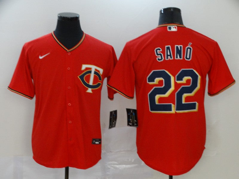 Men's Minnesota Twins Miguel Sano #22 Red Replica Baseball Jerseys