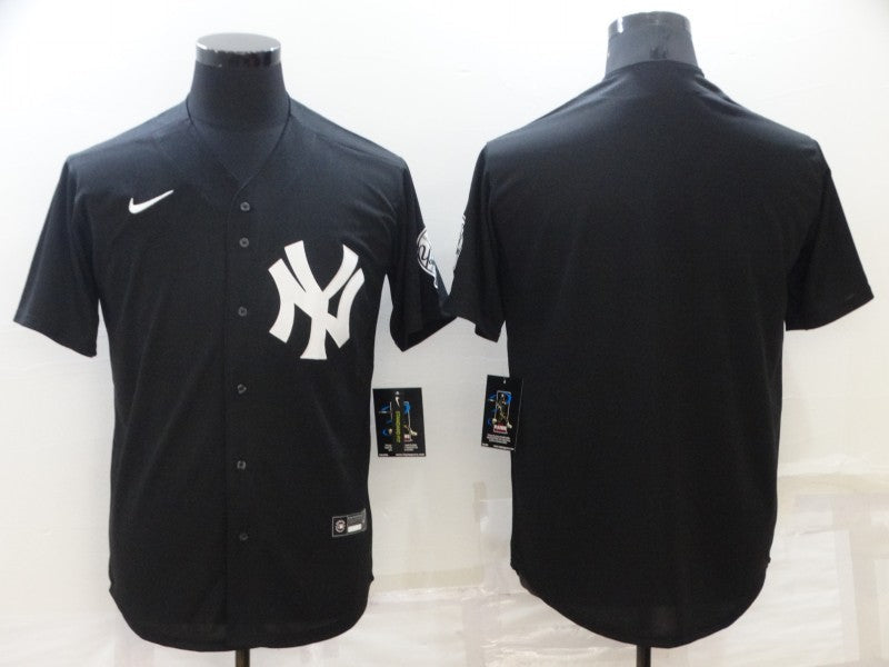 Men's New York Yankees Black Replica Blank Jerseys