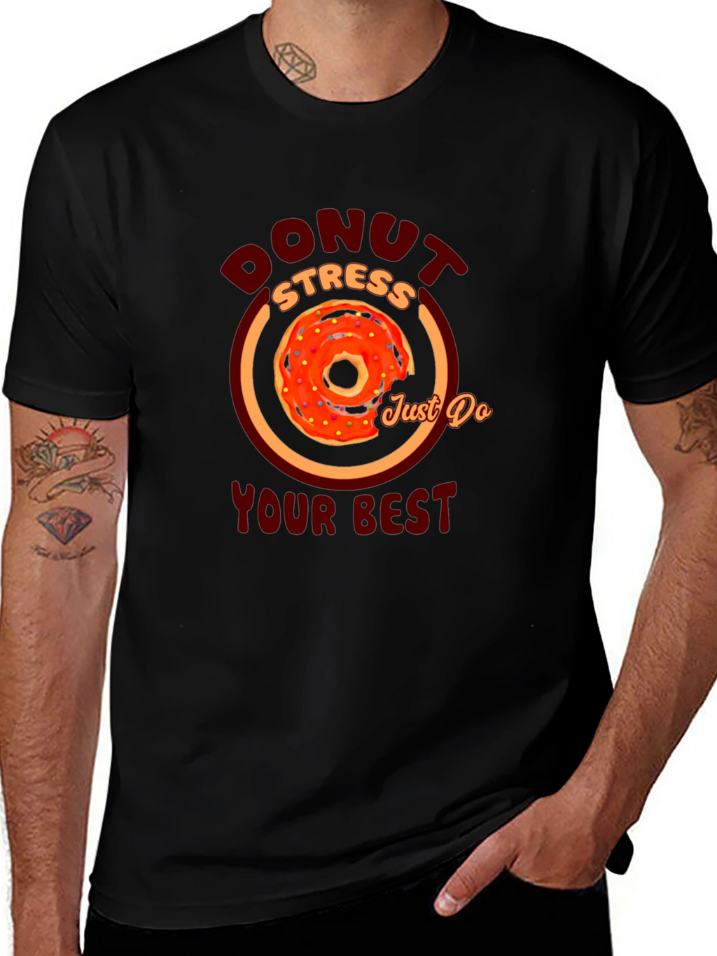 Donut Stress Graphic T-Shirt - Motivational Tee