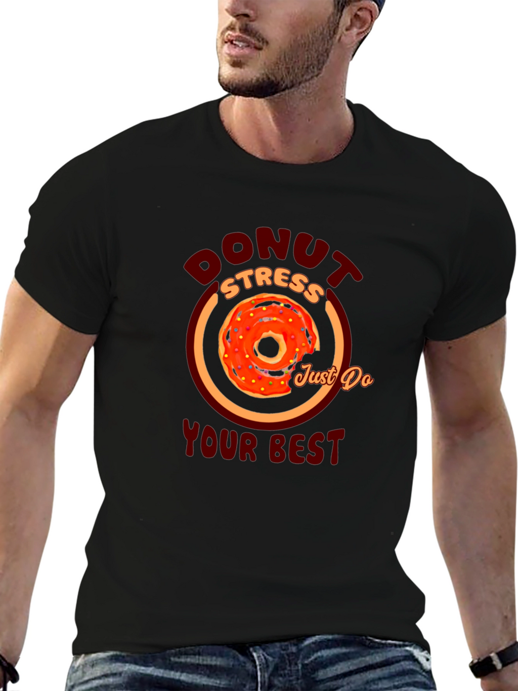Donut Stress Graphic T-Shirt - Motivational Tee