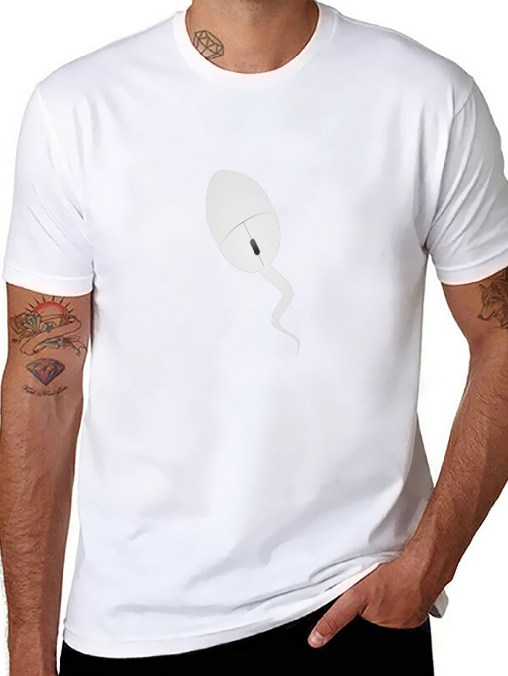 Funny Computer Mouse Tail T-Shirt - Black