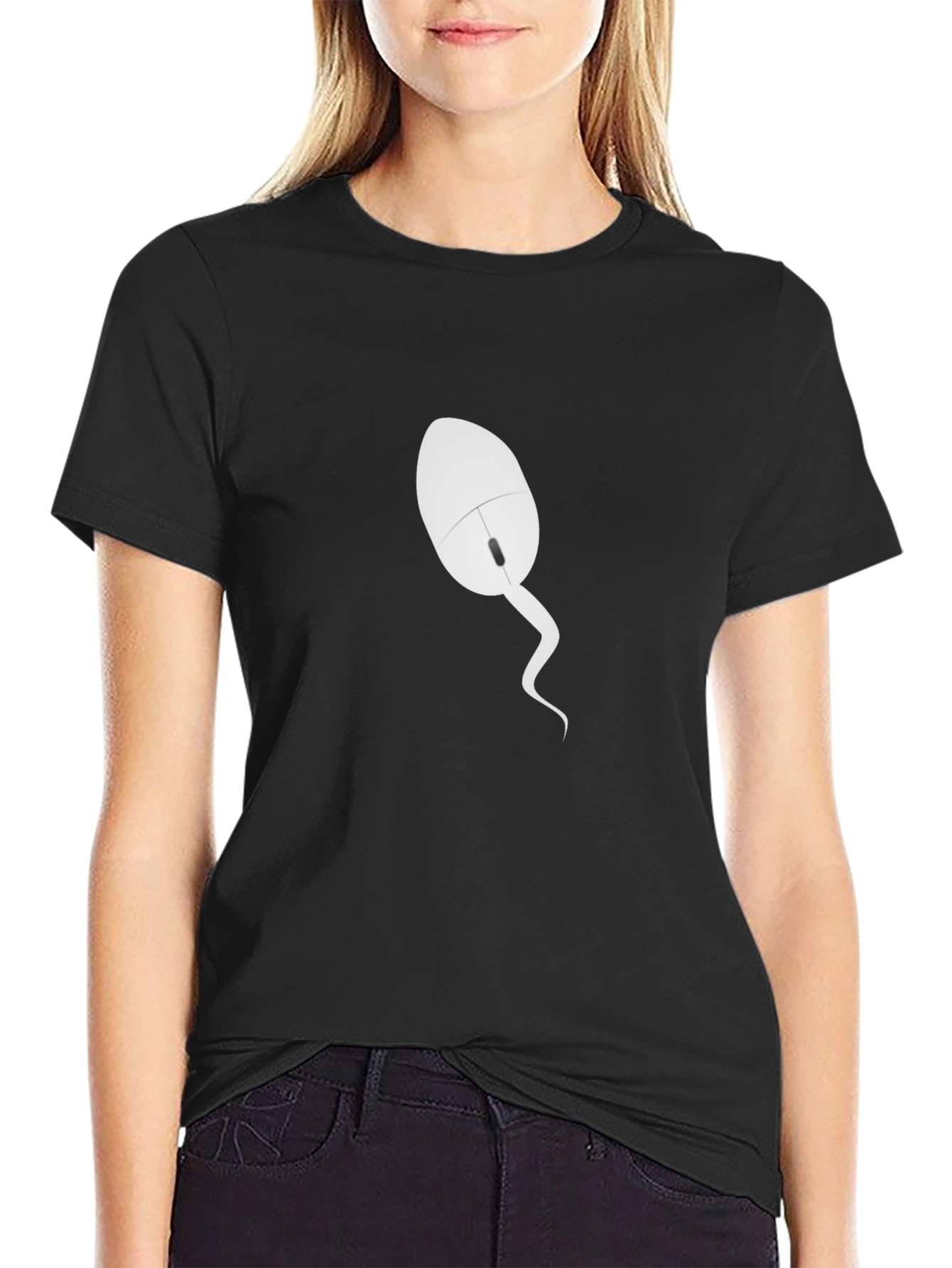 Funny Computer Mouse Tail T-Shirt - Black