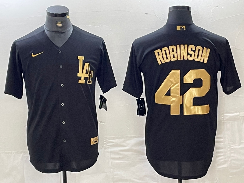 Men's Los Angeles Dodgers Jackie Robinson #42 Black Limited Player Jerseys