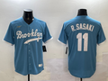 Men's Los Angeles Dodgers Roki Sasaki #11 Light Blue Cooperstown Collection Player Jerseys