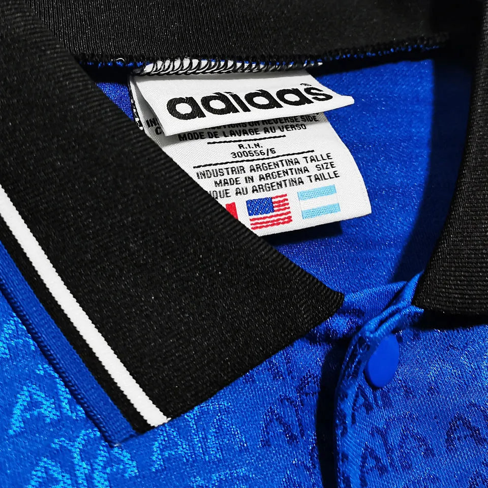 1994 Argentina Away Blue Retro Long Sleeve Soccer Jersey Detail 1