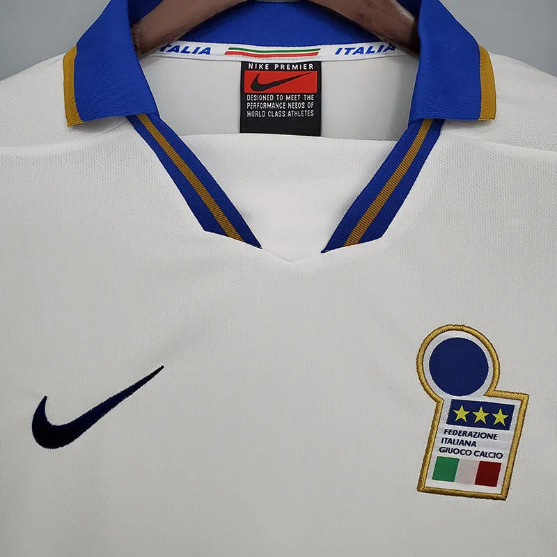 1996-1997 Italy Away White Retro Soccer Jersey Detail 1