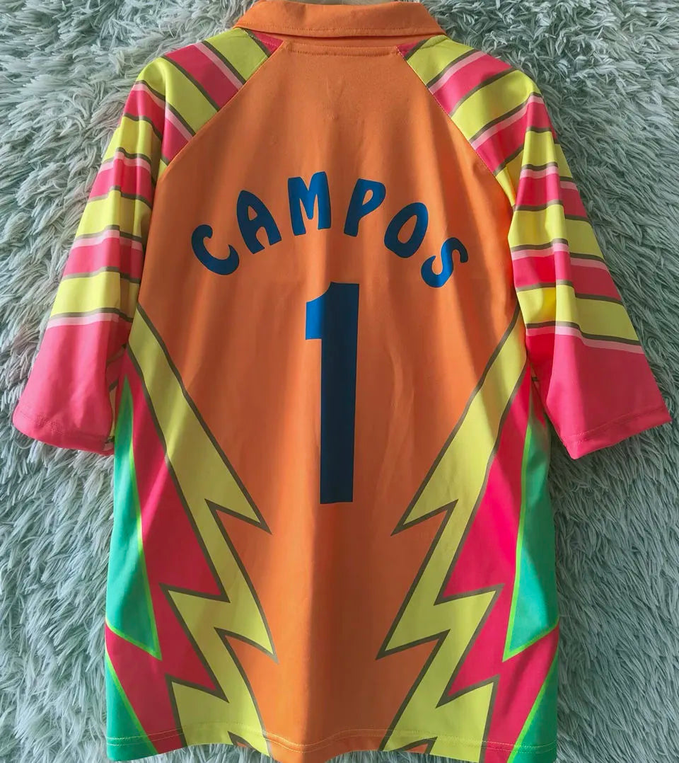 1998 Mexico CAMPOS #1 GoalKeeper Retro Soccer Jersey Back