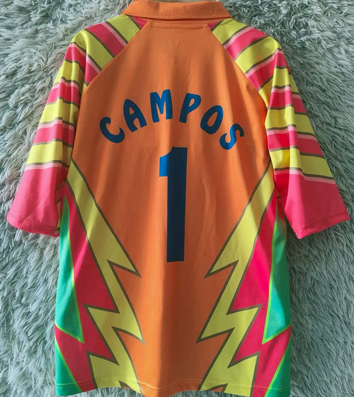 1998 Mexico CAMPOS #1 GoalKeeper Retro Soccer Jersey Back