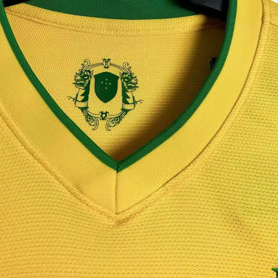 2012/13 Brazil Home Yellow Retro Soccer Jersey Detail 1