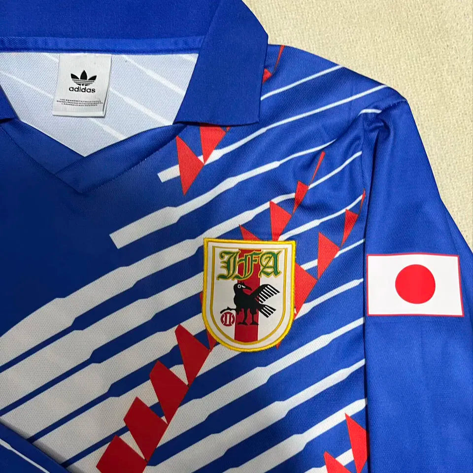 1993 Japan Home Blue Retro Long Sleeve Soccer Jersey Detail 2