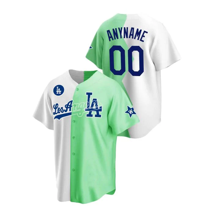 Men's Los Angeles Dodgers White/Green Replica Custom Jerseys