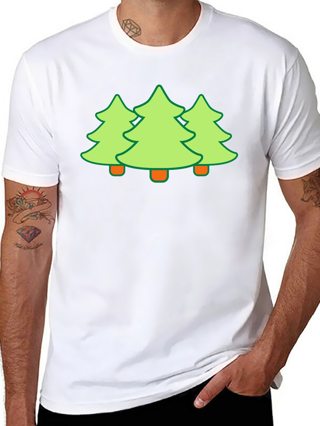 Festive Trees Black T-Shirt - Holiday Fun